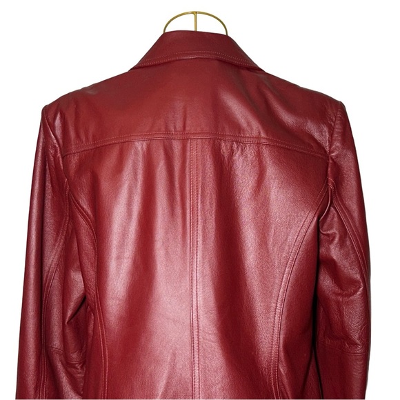 East 5th Genuine Leather 3-Button Jacket with Pockets in Cherrywood, Size Large - Picture 7 of 14